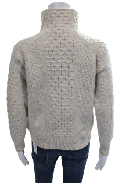 Vince Womens Beige Wool Turtleneck Pullover Geometric Long Sleeve Size XS