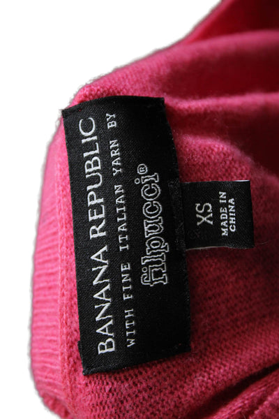 Banana Republic Womens Pink Merino Extra Fine Wool Pullover Sweater Size XS