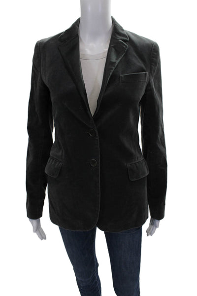 Theory Womens Cotton Blend Gray Basic Jacket Long Sleeve Button Closure Size 4