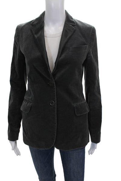 Theory Womens Cotton Blend Gray Basic Jacket Long Sleeve Button Closure Size 4