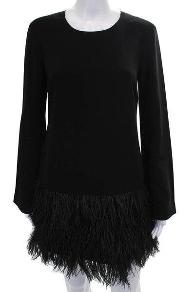 Elizabeth & James Womens Black Shift Midi Dress Long Sleeve Zip Size 2