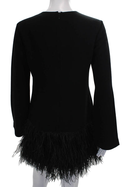 Elizabeth & James Womens Black Shift Midi Dress Long Sleeve Zip Size 2
