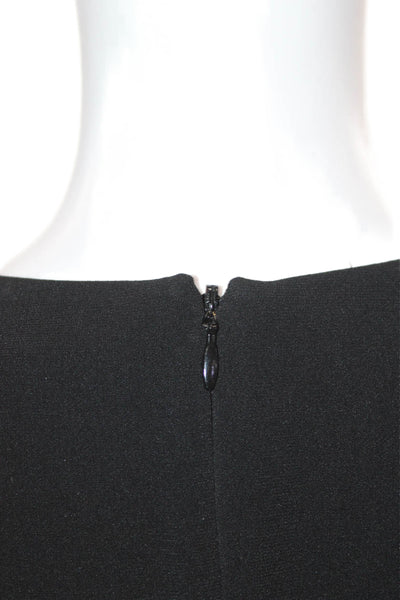 Elizabeth & James Womens Black Shift Midi Dress Long Sleeve Zip Size 2