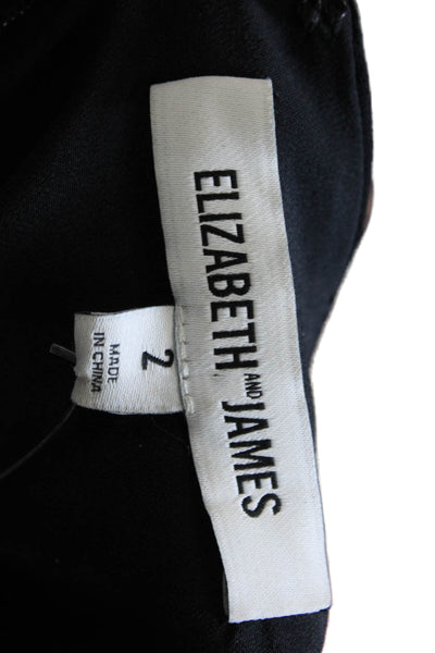 Elizabeth & James Womens Black Shift Midi Dress Long Sleeve Zip Size 2