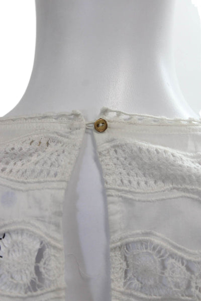 Ulla Johnson Womens White Cotton Shift Dress Long Sleeve Button Size 2