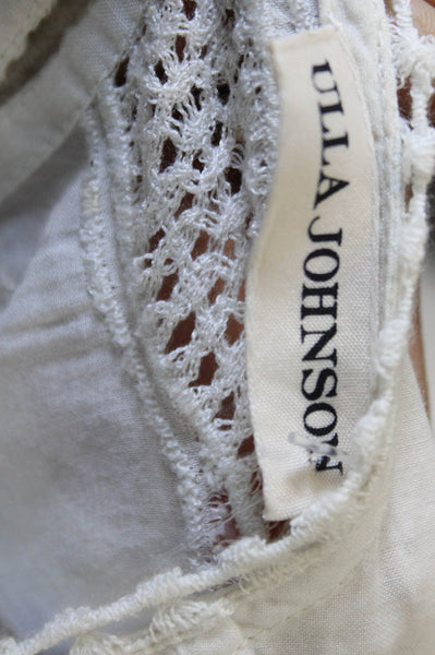 Ulla Johnson Womens White Cotton Shift Dress Long Sleeve Button Size 2