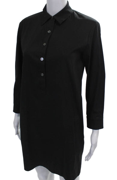 Theory Women Shirt Dress Black Collared Button Long Sleeve Midi Size PP