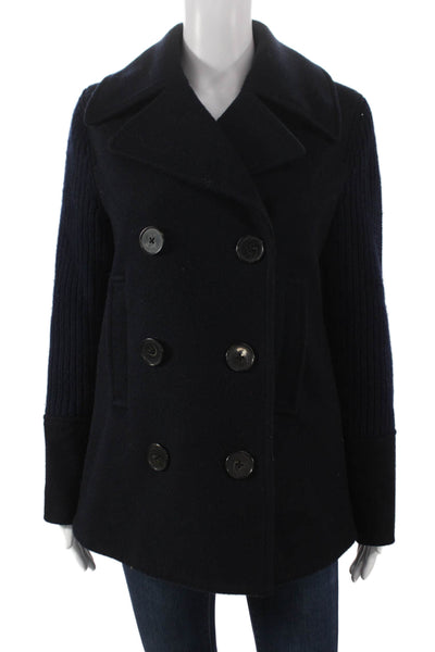 Derek Lam 10 Crosby Women Blue Wool Blend Pea Coat Size 0
