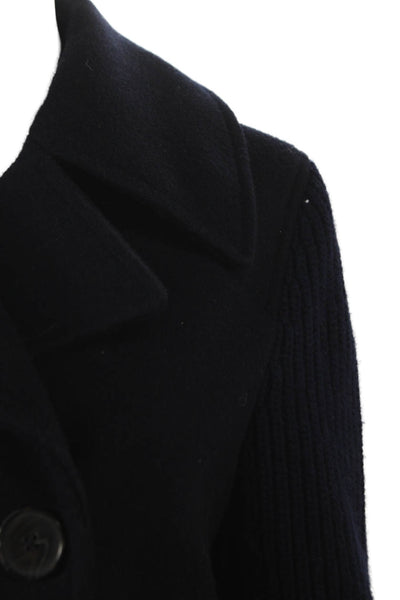 Derek Lam 10 Crosby Women Blue Wool Blend Pea Coat Size 0