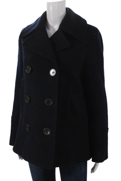 Derek Lam 10 Crosby Women Blue Wool Blend Pea Coat Size 0