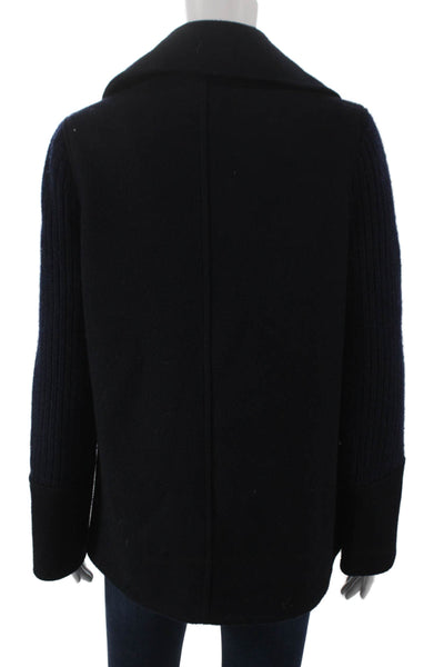 Derek Lam 10 Crosby Women Blue Wool Blend Pea Coat Size 0