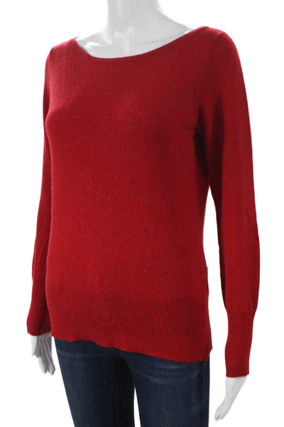 Neiman Marcus Women Red Cashmere Boat Neck Long Sleeve Pullover Sweater Size S