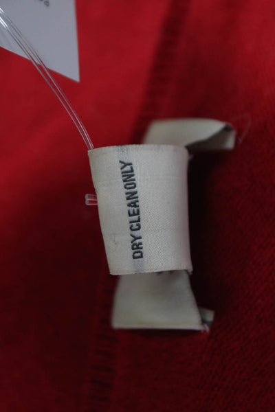 Neiman Marcus Women Red Cashmere Boat Neck Long Sleeve Pullover Sweater Size S