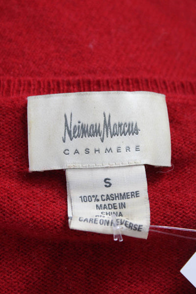 Neiman Marcus Women Red Cashmere Boat Neck Long Sleeve Pullover Sweater Size S