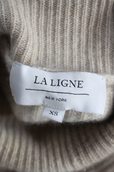 La Ligne Womens Beige Cashmere Turtleneck Pullover Sweater Long Sleeve Size XS