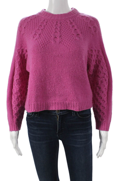 Sea New York Women Pink Wool Crew Neck Pullover Sweater Long Sleeve Size XS