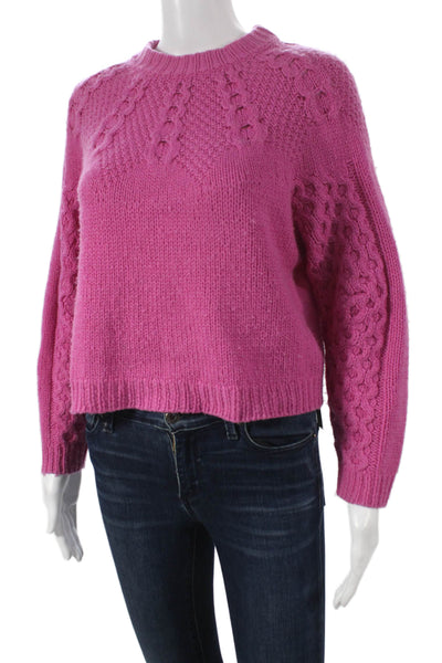Sea New York Women Pink Wool Crew Neck Pullover Sweater Long Sleeve Size XS