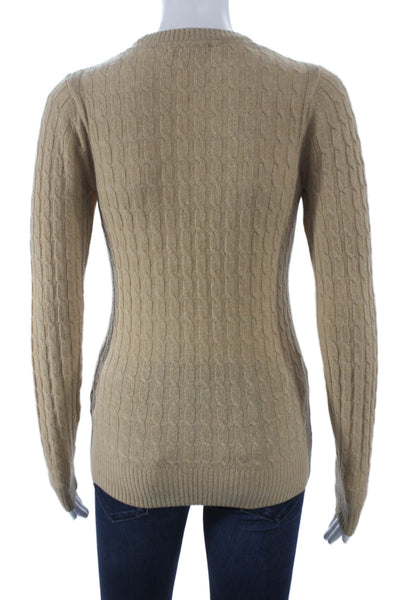 Barbour Women Lambswool Cable Pullover Sweater Beige Crew Neck Size 8
