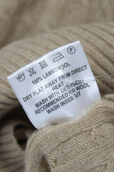 Barbour Women Lambswool Cable Pullover Sweater Beige Crew Neck Size 8
