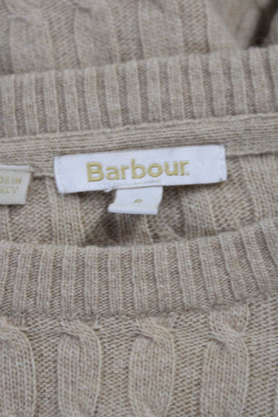 Barbour Women Lambswool Cable Pullover Sweater Beige Crew Neck Size 8