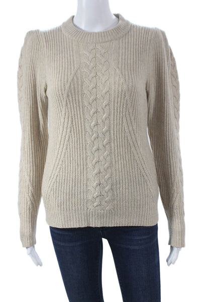 Naadam Womens Pullover Sweater Wool Crew Neck Long Sleeve Beige Size S