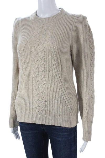 Naadam Womens Pullover Sweater Wool Crew Neck Long Sleeve Beige Size S