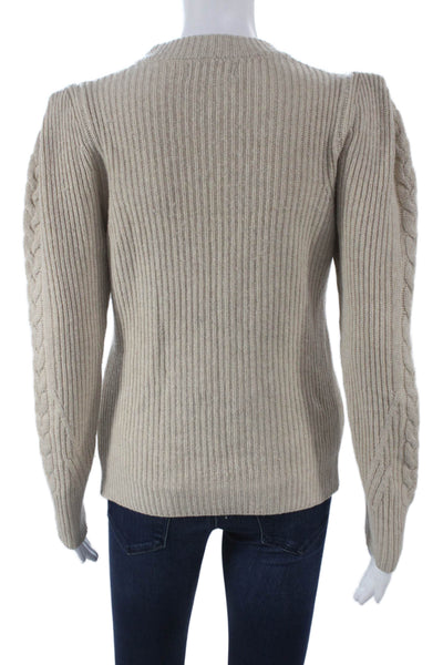 Naadam Womens Pullover Sweater Wool Crew Neck Long Sleeve Beige Size S