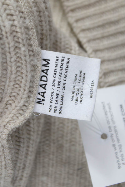 Naadam Womens Pullover Sweater Wool Crew Neck Long Sleeve Beige Size S