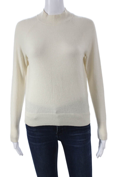 Everlane Women Cashmere Mock Neck Pullover Sweater Ivory Long Sleeve Size XS
