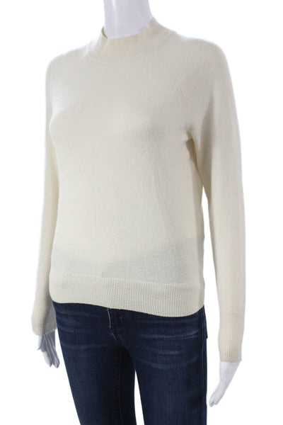 Everlane Women Cashmere Mock Neck Pullover Sweater Ivory Long Sleeve Size XS