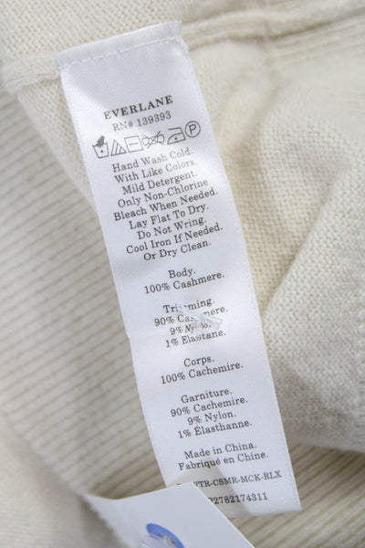 Everlane Women Cashmere Mock Neck Pullover Sweater Ivory Long Sleeve Size XS