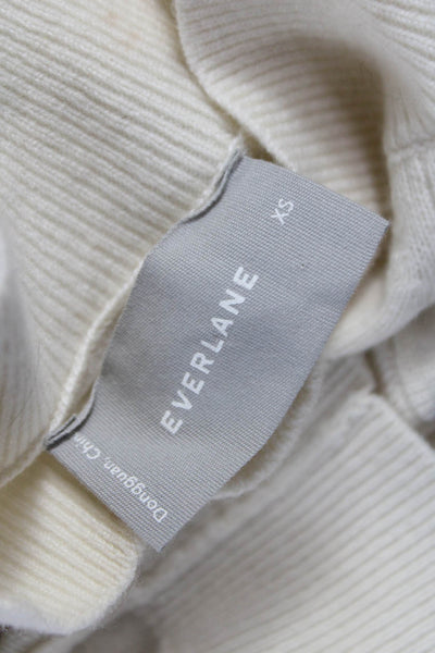 Everlane Women Cashmere Mock Neck Pullover Sweater Ivory Long Sleeve Size XS