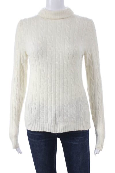 J Crew Womens Merino Turtleneck Pullover Sweater White Long Sleeve Size S