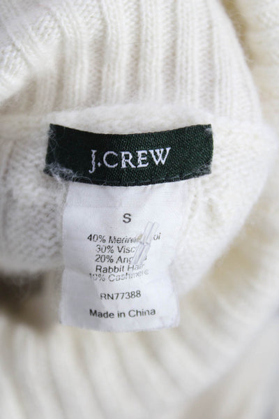 J Crew Womens Merino Turtleneck Pullover Sweater White Long Sleeve Size S