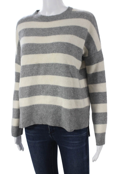 Theory Womens Pullover Gray Cashmere Striped Crewneck Long Sleeve Size 0P