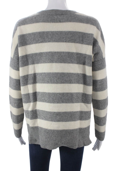 Theory Womens Pullover Gray Cashmere Striped Crewneck Long Sleeve Size 0P