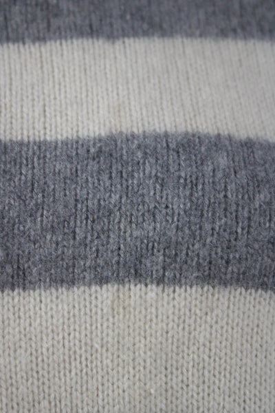 Theory Womens Pullover Gray Cashmere Striped Crewneck Long Sleeve Size 0P