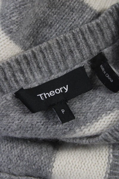 Theory Womens Pullover Gray Cashmere Striped Crewneck Long Sleeve Size 0P