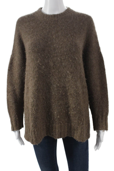 Jenni Kayne Women Brown Baby Alpaca Crew Neck Pullover Long Sleeve Size 2XS