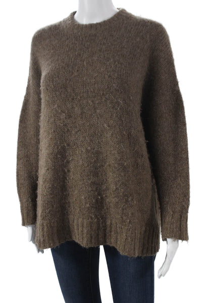 Jenni Kayne Women Brown Baby Alpaca Crew Neck Pullover Long Sleeve Size 2XS