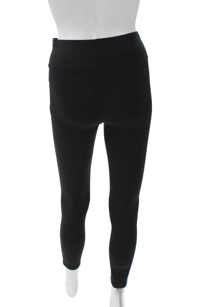 All Access Womens Ankle Striped Nylon Leggings Black Pull On Size S