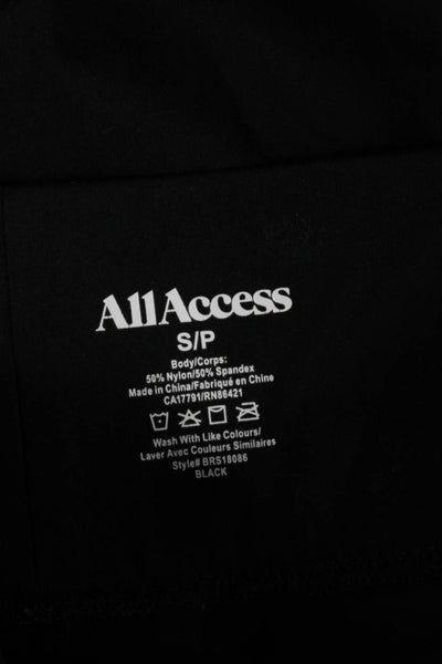 All Access Womens Ankle Striped Nylon Leggings Black Pull On Size S