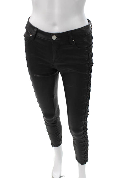 BLANKNYC Womens Black Leather Cropped Pants Size 25