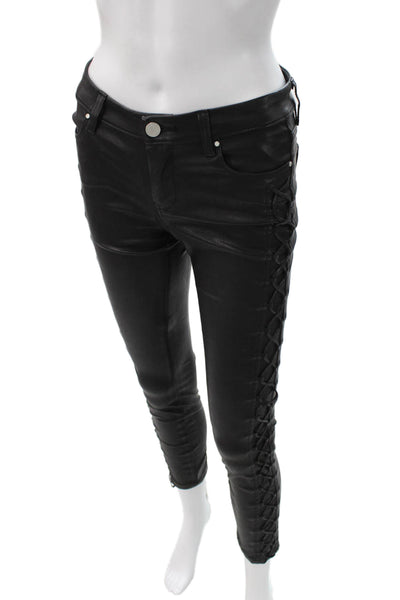 BLANKNYC Womens Black Leather Cropped Pants Size 25