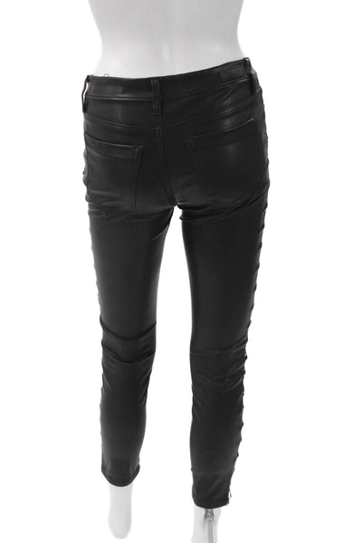 BLANKNYC Womens Black Leather Cropped Pants Size 25