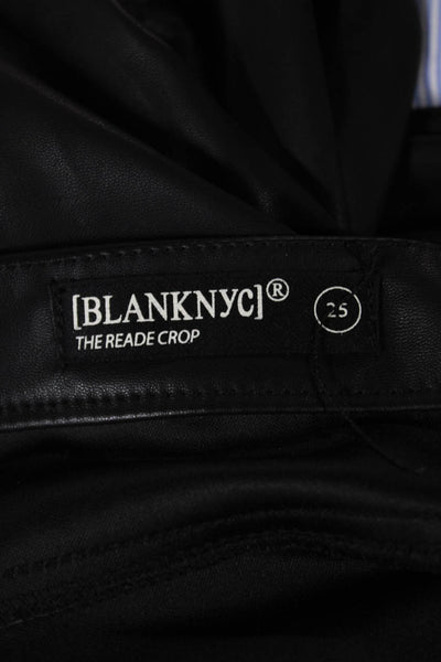 BLANKNYC Womens Black Leather Cropped Pants Size 25