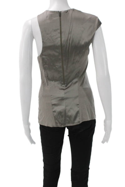 Helmut Lang Womens Silk One Shoulder Sleeveless Tunic Blouse Gray Size S