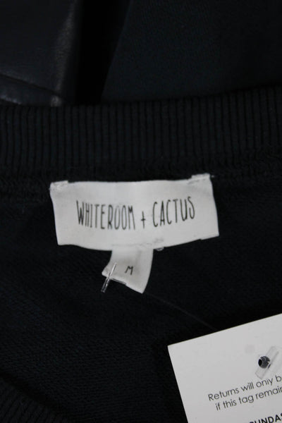 Whiteroom+ Cactus Women Pullover Sweatshirt Blue Cotton Crew Neck Size M
