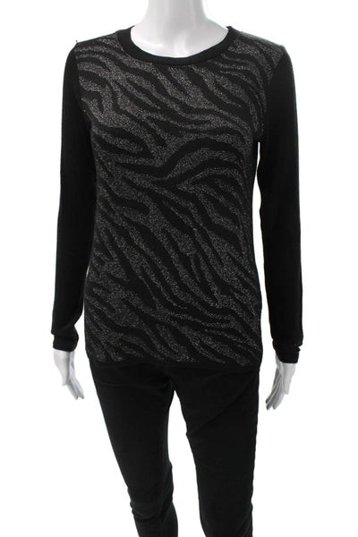 Generation Love Women Black Animal Print Crewneck Pullover Size S