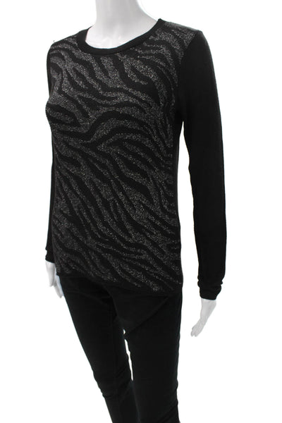 Generation Love Women Black Animal Print Crewneck Pullover Size S